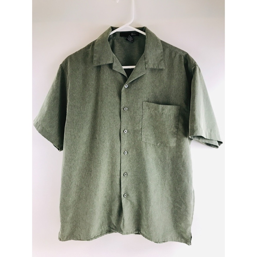 Point X Shirt Men's Size Small Green Heather Button Up Pocket Short Sleeve